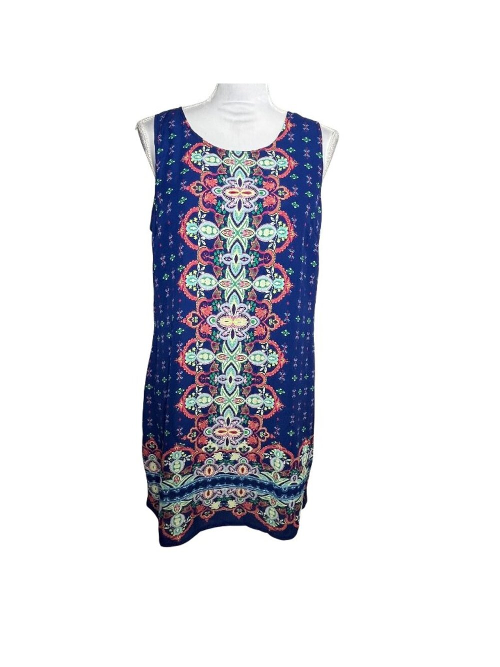 Artisan NY Womens Size 8 Blue Paisley Sleeveless Shift Dress